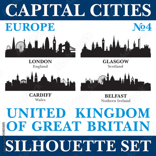 Capital cities silhouette set. Europe. Part 4