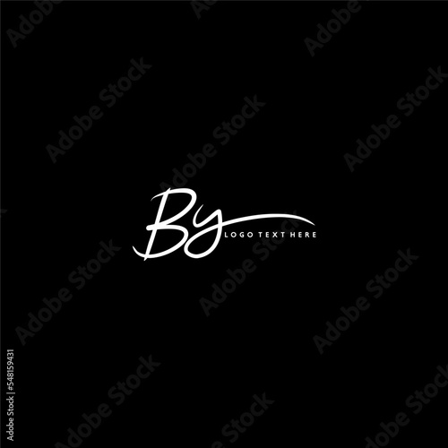 Hand Written style BY letter design, BY logo, BY initials with black background