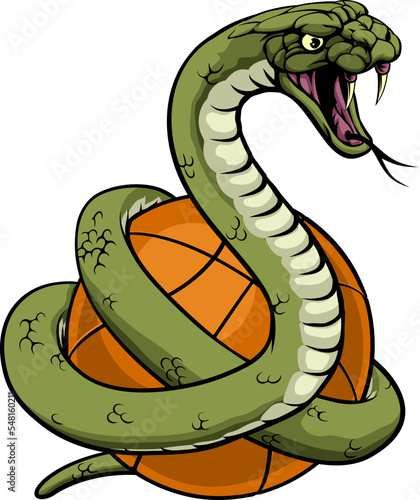A snake basketball ball team cartoon animal sports mascot