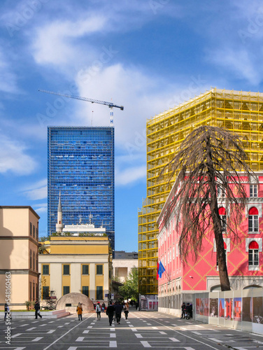 Architecture and colored buildings of Tirana