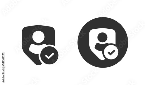 Person privacy shield secure data protect icon vector pictogram or confidential personal consumer identity guarantee check shape silhouette simple minimal graphic logo design, private guard defence