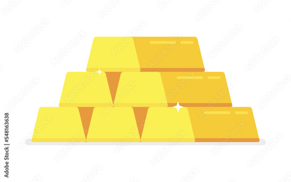 Golden shiny bars on white background. Vector. Golden shiny bars on white background. Vector.
