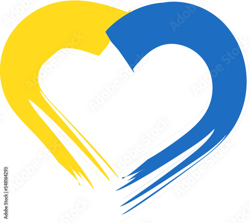 Flag of Ukraine in the shape of a heart. A symbol of solidarity with Ukraine during the war with Russia. Vector illustration.