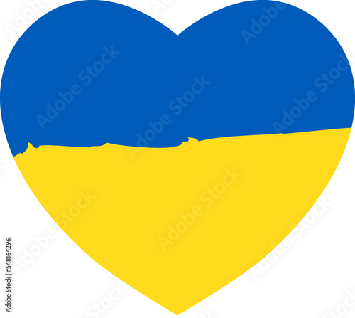 Flag of Ukraine in the shape of a heart. A symbol of solidarity with Ukraine during the war with Russia. Vector illustration.