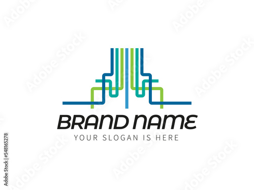 Colored lines  abstract business logo icon design template.