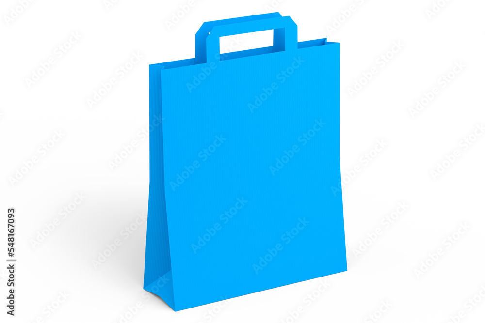Folded kraft paper bag with handle isolated on white background. Folded kraft paper bag with handle isolated on white background.