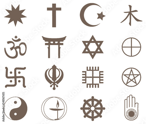 Religious symbols isolated set