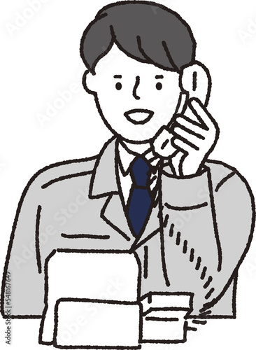 Wallpaper Mural 作業着姿の男性_電話 Torontodigital.ca