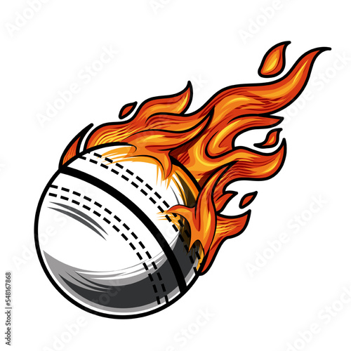 Hot cricket ball fire logo silhouette. cricket club graphic design logos or icons. vector illustration.