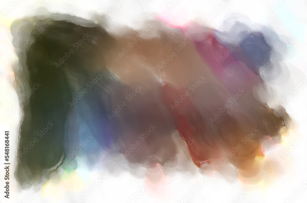 Abstract colorful watercolor frame isolated on white background. Digital art painting. Brush template for your design or text.