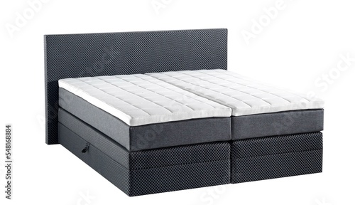Bed base gray color , bed base has storage place. 
Gray headboard. Sleep products. Gray Boxspring.