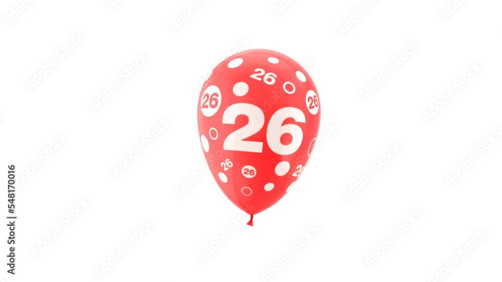 26 Years Old. Birthday Celebration Balloon. Loop Animation. With Green Screen and Alpha Matte Channel. 26 Years Old. Birthday Celebration Balloon. Loop Animation. With Green Screen and Alpha Matte Channel.