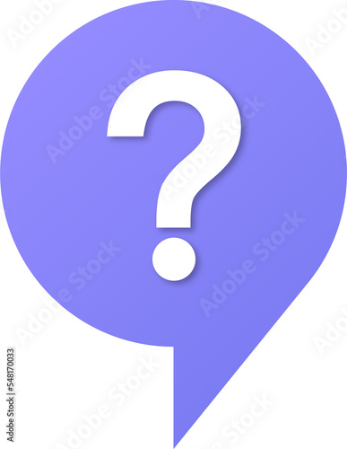 Question mark icon illustration. Colorful help sign speech bubble.