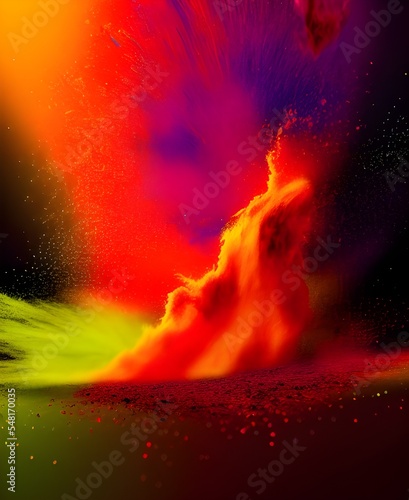 realistic photo of colorful blast  high colored texture  deep color background