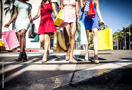 Women making shopping in Beverly hills