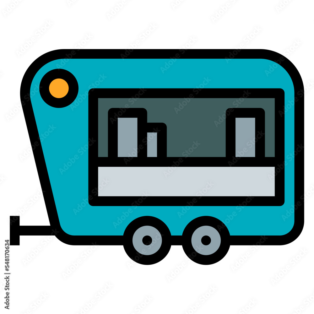 camping food truck filled outline icon
