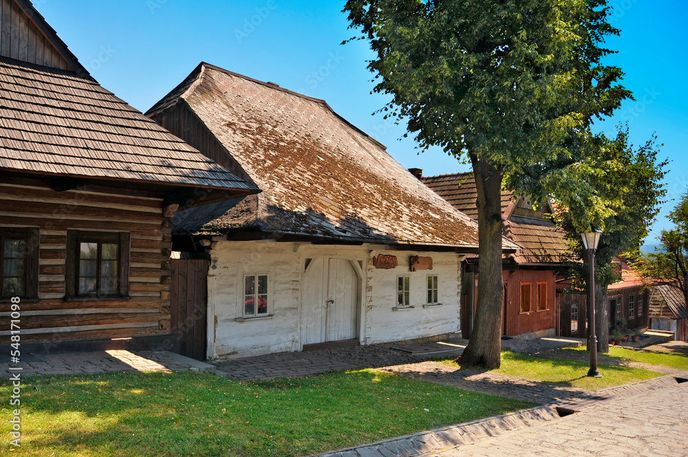 Historic wooden buildings. Lanckorona, Lesser Poland Voivodeship, Poland.