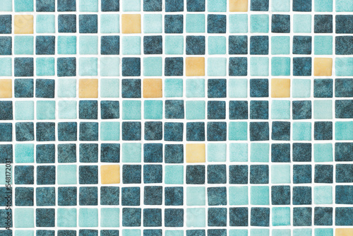 mosaic tile in green, blue and yellow colours. background