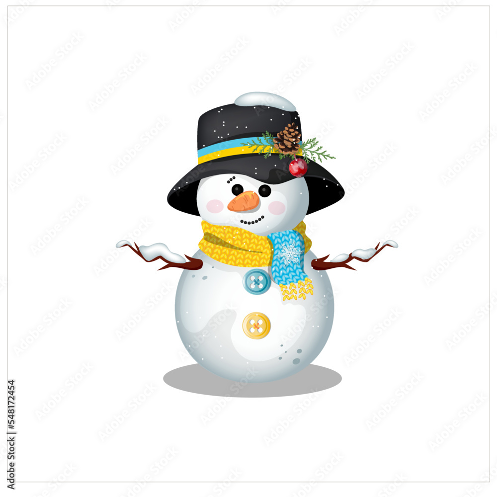 snowman with a gift