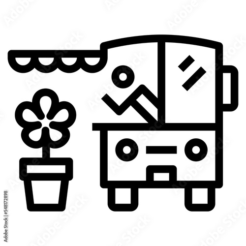 flower food truck outline icon