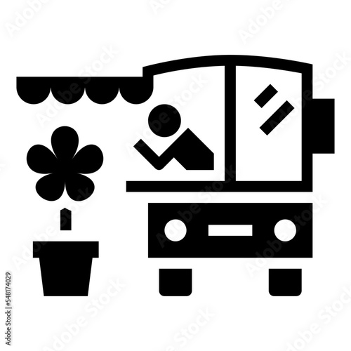 flower food truck glyph icon