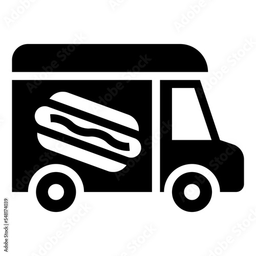 hotdog food truck glyph icon