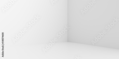 White room corner empty interior wall design on modern floor light indoor 3d home background of blank space perspective creative studio stage concept or simple presentation showroom display backdrop.