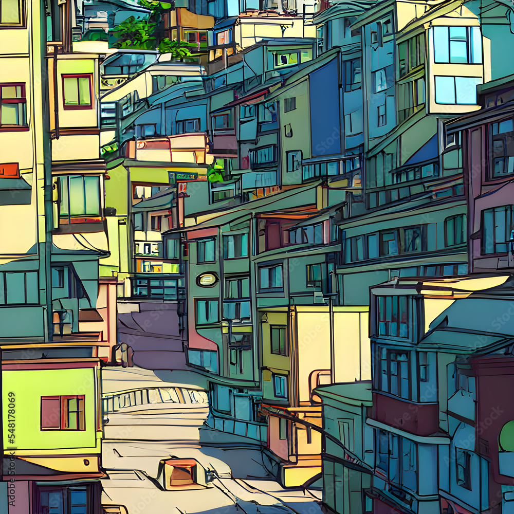 街の風景、アニメのような世界観