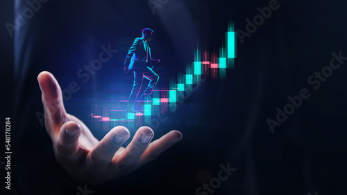 Obraz na płótnie Online stock exchange concept. Businessman trading online stock market w salonie
