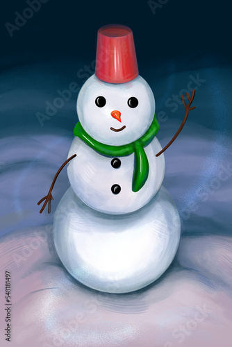 Digital drawing of a snowman. photo