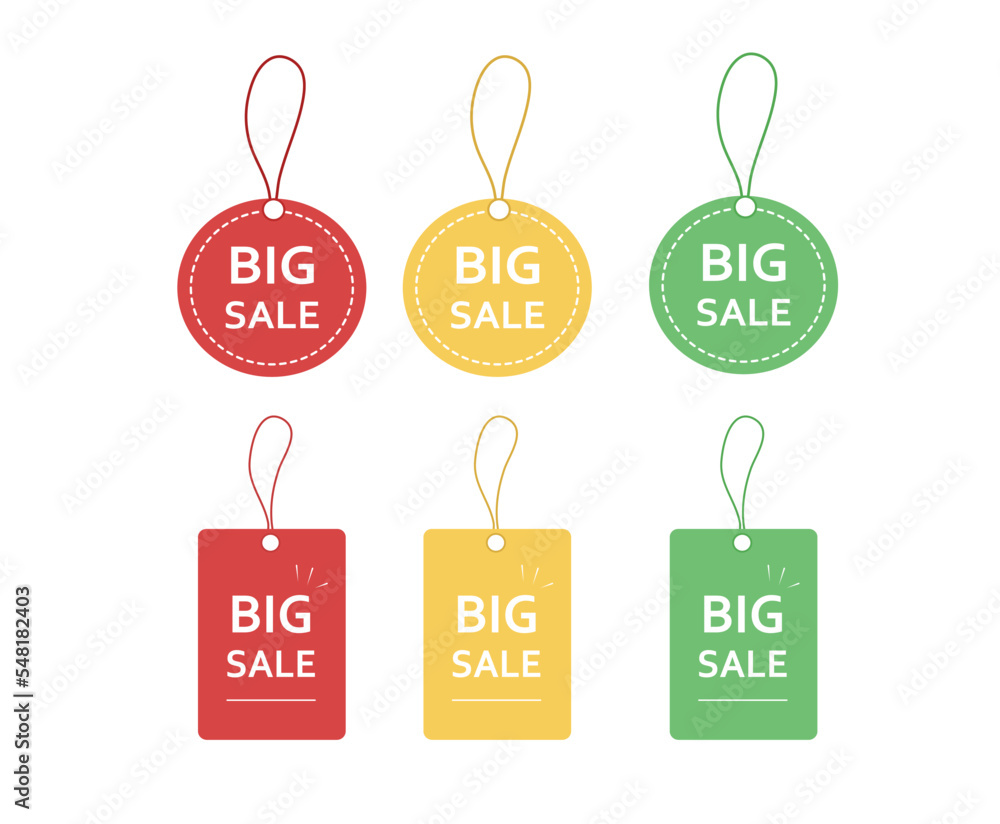 Set of card sale tags with text - Big Sale