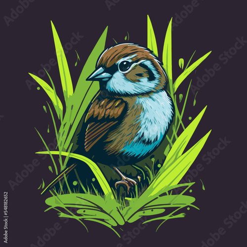 Sparrow Bird Logo Design Mascot Illustration Badges