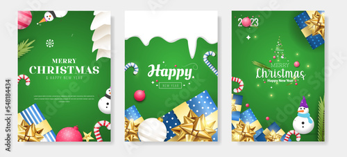 Merry christmas time greeting cards poster banner background template