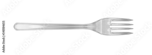 Transparent plastic fork isolated on a transparent background