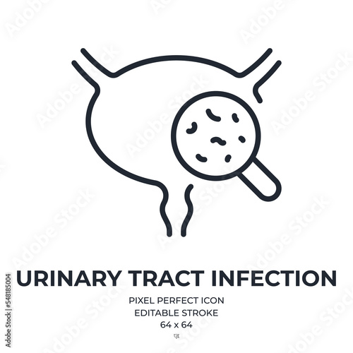 Urinary infection editable stroke outline icon isolated on white background flat vector illustration. Pixel perfect. 64 x 64. photo