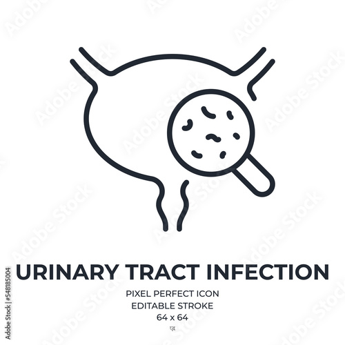 Urinary infection editable stroke outline icon isolated on white background flat vector illustration. Pixel perfect. 64 x 64.