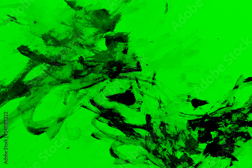 Abstract black watercolor line art texture for isolated green background.