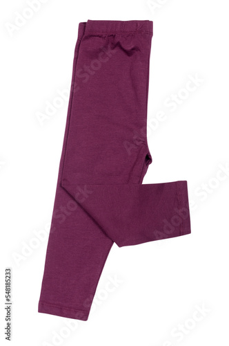 burgundy leggings for baby girl isolated on white