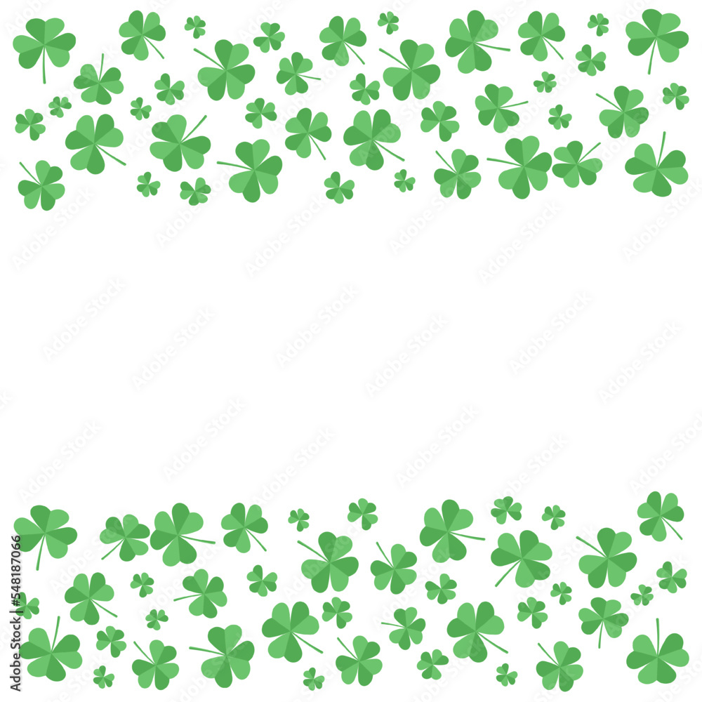 Saint Patricks day frame with scattered clover leaves or shamrocks. Saint Patricks day frame with scattered clover leaves or shamrocks.