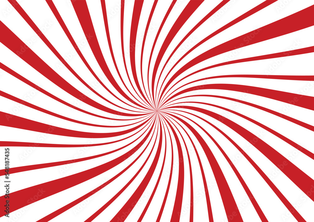 Fototapeta premium Sweet red white candy abstract spiral background. Christmas celebration holiday design. Vector illustration