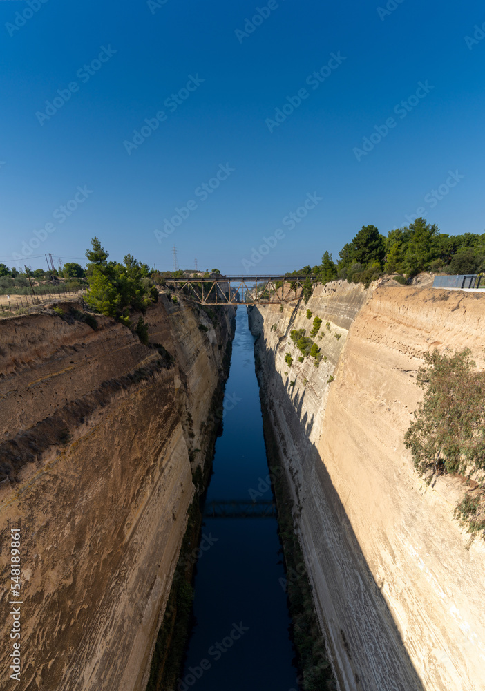 vertical view of the Canal of Corinth in southern Greece