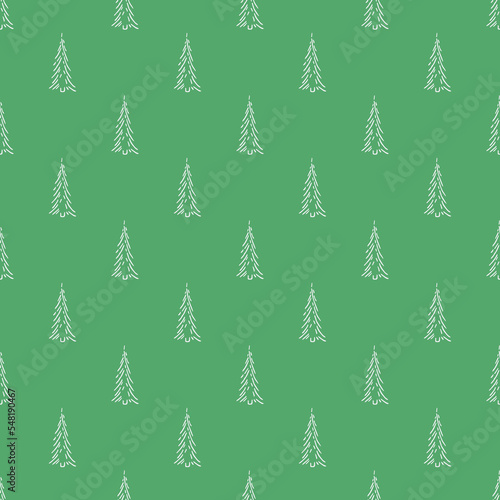 Seamless christmas tree pattern. christmas tree ornament. Doodle illustration with christmas tree