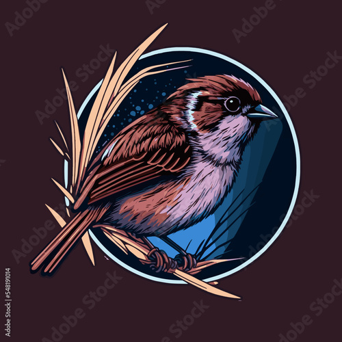 Sparrow Bird Logo Design Mascot Illustration Badges
