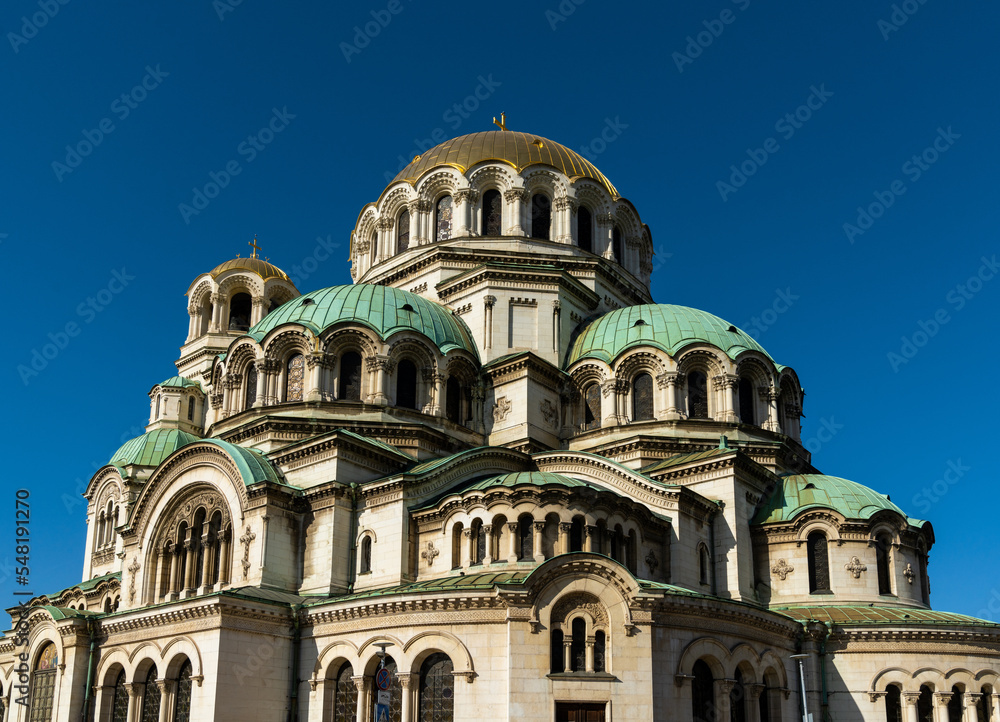 view of the Saint Alexander Nevsky Cathedral in downtown Sofia