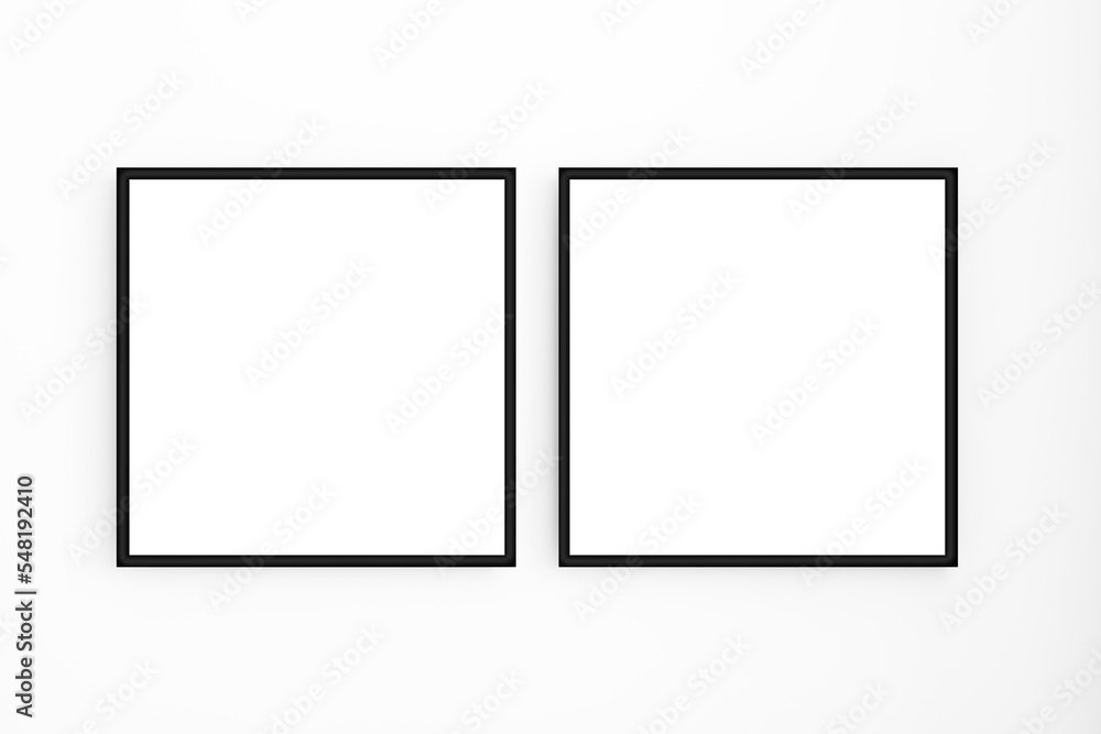 Two black frame mockup on the white wall Two black frame mockup on the white wall