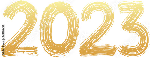 2023 numeral text hand lettering. Dry brush texture effect. Happy New Year. Merry Christmas. Graduation. Design template Celebration typography poster, banner or greeting card. Vector Illustration