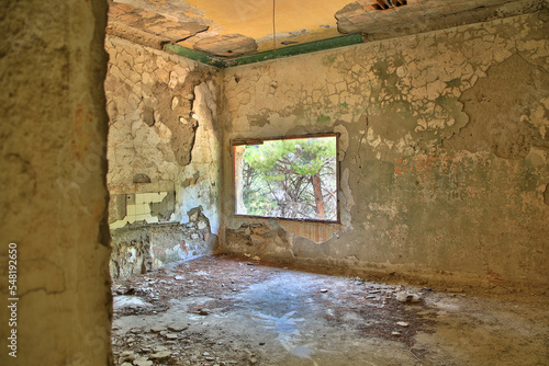 Lost Place in Eleousa. Village on the Greek island of Rhodes. It was built from 1935 during the Italian occupation of Rhodes under the name of Campochiaro. Derelict sanatorium. Rhodes, Greece. photo