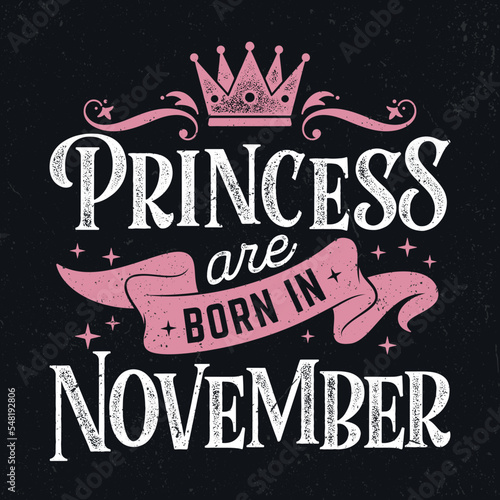 Princess Are Born In November - Fresh Birthday Design. Good For Poster, Wallpaper, T-Shirt, Gift.