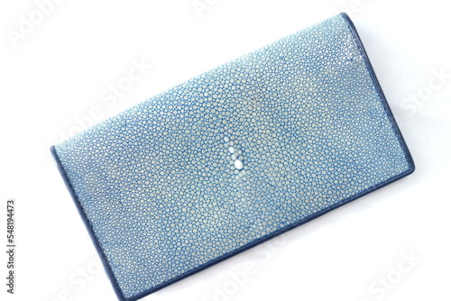 Wallet from Stingray Fish Skin. Luxury Manta Skin Fish Wallet. Photo isolated on White Background
