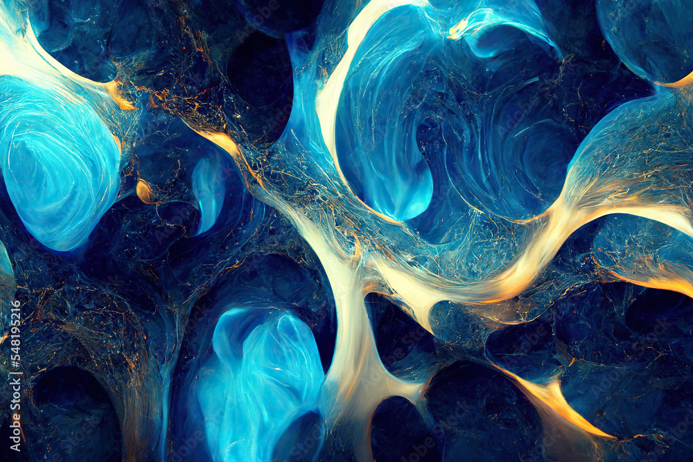 Naklejka premium Blue abstract wallpaper, digital 3d background 
